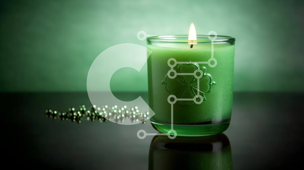 Intra Συλλεκτικό Ξύλινο Παζλ Plywood  4mm - Πράσινο κερί με τριφύλλια σε μαύρη επιφάνεια Σε Ξύλινο Κουτί - Διαστάσεις: 10x10 cm – 25 κομμάτια