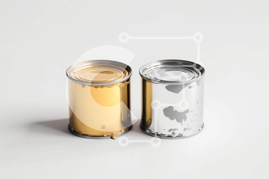 Intra Συλλεκτικό Ξύλινο Παζλ Plywood  4mm - Ασημένια και χρυσά κουτιά μπογιάς σε λευκή επιφάνεια Σε Ξύλινο Κουτί - Διαστάσεις: 10x10 cm – 25 κομμάτια