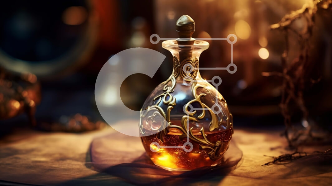 Intra Συλλεκτικό Ξύλινο Παζλ Plywood  4mm - Πολυτελές χρυσό μπουκάλι αρώματος με περίτεχνα σχέδια Σε Ξύλινο Κουτί - Διαστάσεις Puzzle: 10x10 cm – 25 κομμάτια