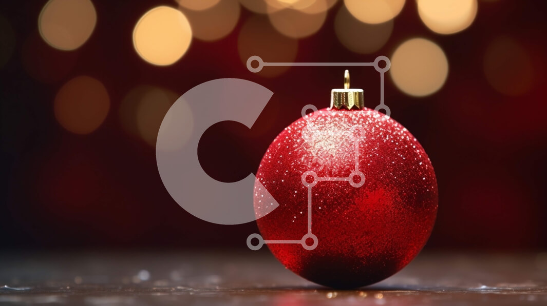 Intra Συλλεκτικό Ξύλινο Παζλ Plywood  4mm - Κόκκινη χριστουγεννιάτικη μπάλα σε κομψά διακοσμημένο τραπέζι με φώτα Bokeh Σε Ξύλινο Κουτί - Διαστάσεις: 10x10 cm – 25 κομμάτια