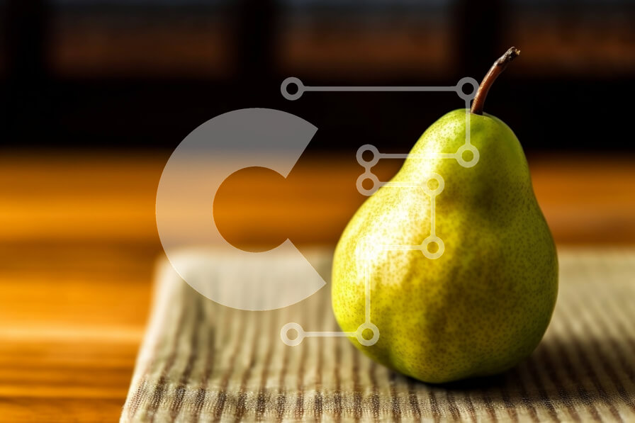 Σετ των 2 Intra Συλλεκτικό Ξύλινο Παζλ Plywood  4mm - Εκπληκτική εικόνα ενός πράσινου αχλαδιού σε μια ξύλινη σανίδα κοπής Σε Ξύλινο Κουτί - Διαστάσεις: 10x10 cm – 25 κομμάτια