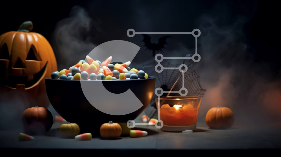 Intra Συλλεκτικό Ξύλινο Παζλ Plywood  4mm - Candy Corn Bowl με θέμα το Halloween με κολοκύθες και κεριά Σε Ξύλινο Κουτί - Διαστάσεις Puzzle: 10x10 cm – 25 κομμάτια