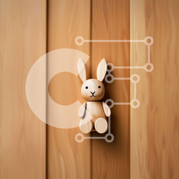 Intra Συλλεκτικό Ξύλινο Παζλ Plywood  4mm - Γοητευτικό Ξύλινο ντεκόρ κουνελιού κρεμασμένο σε ρουστίκ πόρτα Σε Ξύλινο Κουτί - Διαστάσεις: 10x10 cm – 25 κομμάτια