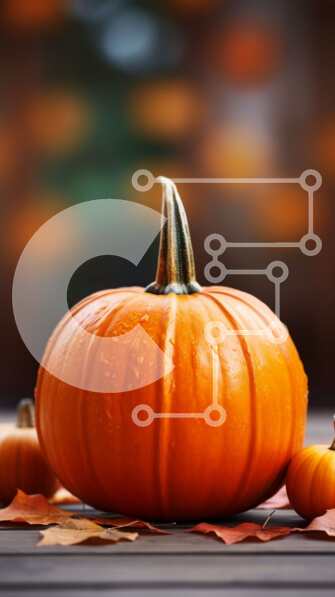 Intra Συλλεκτικό Ξύλινο Παζλ Plywood  4mm - Κολοκύθα σε ξύλινη επιφάνεια με φύλλα πτώσης Σε Ξύλινο Κουτί - Διαστάσεις Puzzle: 10x10 cm – 25 κομμάτια