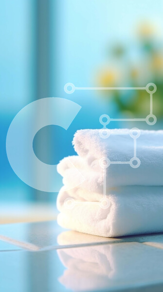 Intra Συλλεκτικό Ξύλινο Παζλ Plywood  4mm - Κοντινό πλάνο με όμορφα διπλωμένη λευκή πετσέτα στον πάγκο του μπάνιου Σε Ξύλινο Κουτί - Διαστάσεις Puzzle: 10x10 cm – 25 κομμάτια