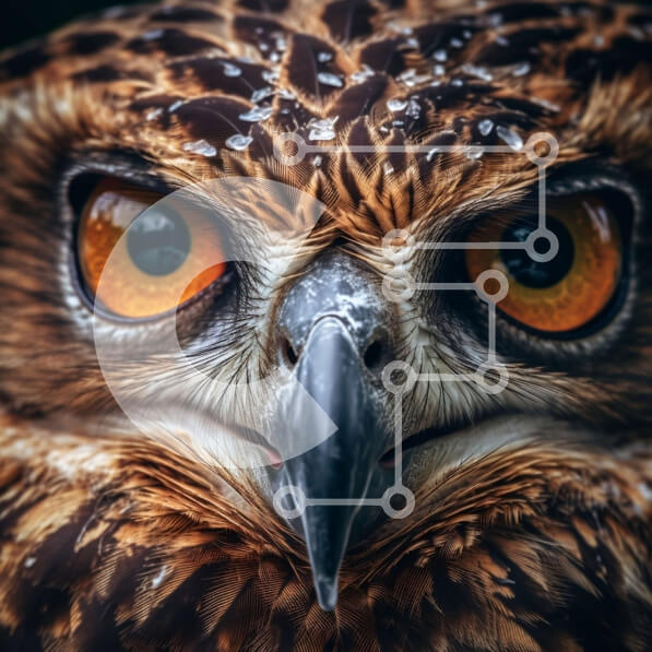 Intra Συλλεκτικό Ξύλινο Παζλ Plywood  4mm - Εκπληκτική εικόνα από κοντά του προσώπου μιας κουκουβάγιας με κίτρινα μάτια Σε Ξύλινο Κουτί - Διαστάσεις: 10x10 cm – 25 κομμάτια