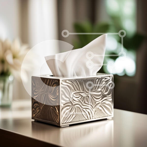 Intra Συλλεκτικό Ξύλινο Παζλ Plywood  4mm - Όμορφη εικόνα του κουτιού χαρτιού σε ένα τραπέζι Σε Ξύλινο Κουτί - Διαστάσεις Puzzle: 10x10 cm – 25 κομμάτια