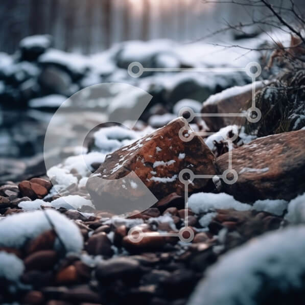 Intra Συλλεκτικό Ξύλινο Παζλ Plywood  4mm - Όμορφη εικόνα μιας βραχώδους ακτογραμμής με χιονισμένα δέντρα και νερό Σε Ξύλινο Κουτί - Διαστάσεις: 10x10 cm – 25 κομμάτια