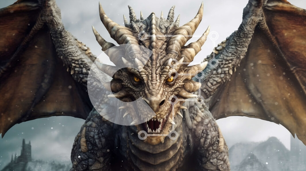 Intra Συλλεκτικό Ξύλινο Παζλ Plywood  4mm - Απίστευτη εικόνα ενός άγριου δράκου σε μια βραχώδη εξοχή Σε Ξύλινο Κουτί - Διαστάσεις Puzzle: 10x10 cm – 25 κομμάτια