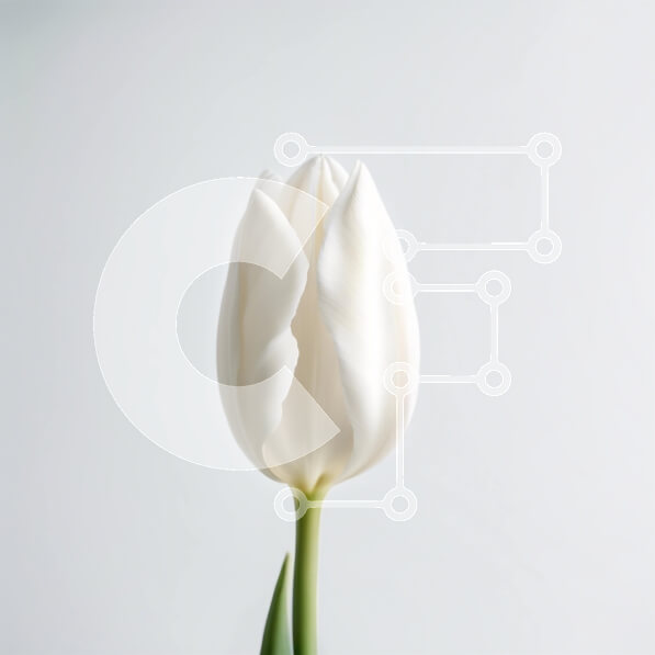 Intra Συλλεκτικό Ξύλινο Παζλ Plywood  4mm - Όμορφη εικόνα ενός λευκού λουλουδιού τουλίπας σε γκρι φόντο Σε Ξύλινο Κουτί - Διαστάσεις: 10x10 cm – 25 κομμάτια