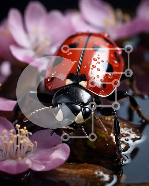 Intra Συλλεκτικό Ξύλινο Παζλ Plywood  4mm - Όμορφη εικόνα μιας πασχαλίτσας σε ένα ροζ λουλούδι Σε Ξύλινο Κουτί - Διαστάσεις: 10x10 cm – 25 κομμάτια