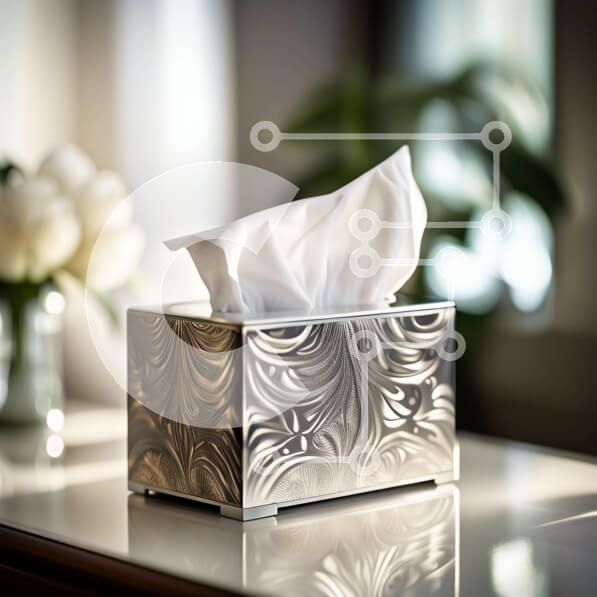 Intra Συλλεκτικό Ξύλινο Παζλ Plywood  4mm - Κομψό ασημένιο χαρτομάντηλο με λουλουδάτο σχέδιο Σε Ξύλινο Κουτί - Διαστάσεις: 10x10 cm – 25 κομμάτια