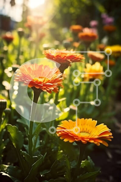 Σετ των 2 Intra Συλλεκτικό Ξύλινο Παζλ Plywood  4mm - Όμορφη εικόνα πορτοκαλί λουλουδιών σε πλήρη άνθηση που περιβάλλεται από πράσινα φύλλα Σε Ξύλινο Κουτί - Διαστάσεις: 10x10 cm – 25 κομμάτια