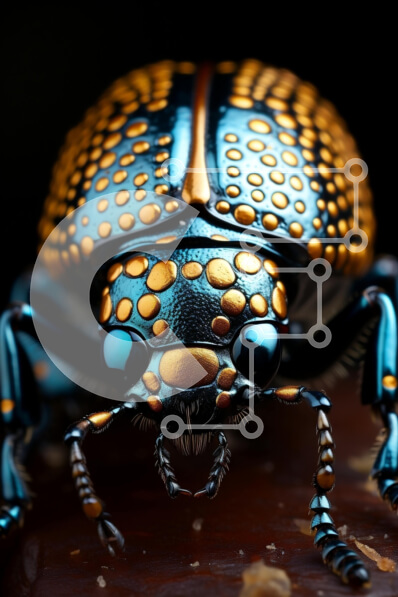 Σετ των 2 Intra Συλλεκτικό Ξύλινο Παζλ Plywood  4mm - Εκπληκτική εικόνα από κοντινό πλάνο ενός σκαθαριού με μεταλλικό μπλε και χρυσό εξωσκελετό Σε Ξύλινο Κουτί - Διαστάσεις: 10x10 cm – 25 κομμάτια