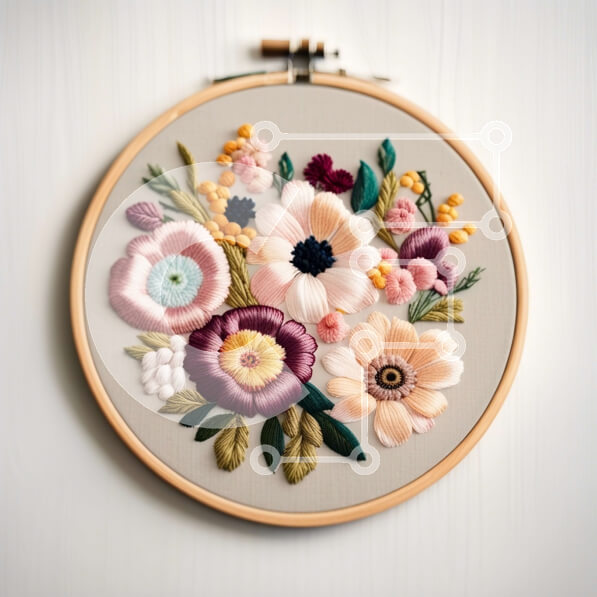 Intra Συλλεκτικό Ξύλινο Παζλ Plywood  4mm - Ρουστίκ και γοητευτικό λουλουδάτο στεφάνι κεντήματος Σε Ξύλινο Κουτί - Διαστάσεις Puzzle: 10x10 cm – 25 κομμάτια