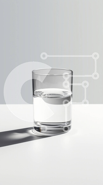 Intra Συλλεκτικό Ξύλινο Παζλ Plywood  4mm - Δροσιστικό καθαρό ποτήρι νερό σε ένα λευκό τραπέζι Σε Ξύλινο Κουτί - Διαστάσεις: 10x10 cm – 25 κομμάτια