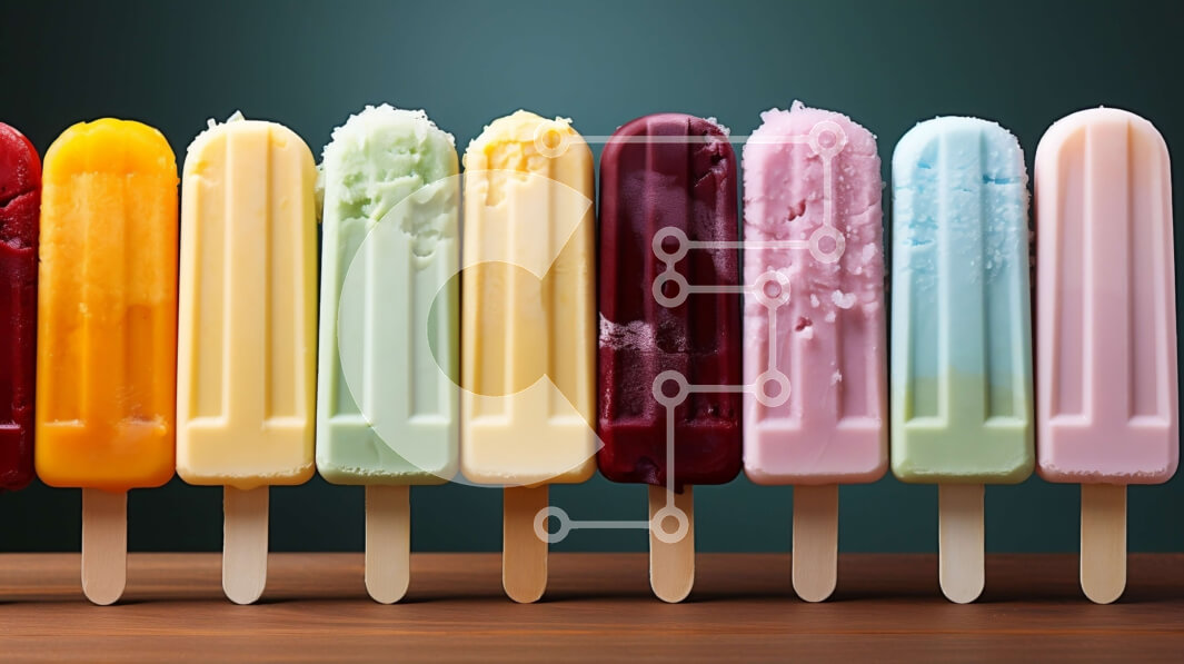 Σετ των 2 Intra Συλλεκτικό Ξύλινο Παζλ Plywood  4mm - Λαχταριστά και ζωηρά παγωτά παγωτού σε ξύλινα ξυλάκια Σε Ξύλινο Κουτί - Διαστάσεις: 10x10 cm – 25 κομμάτια