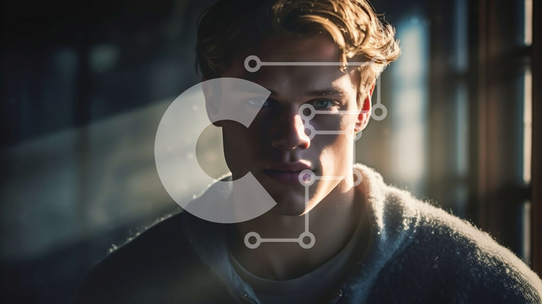 Intra Συλλεκτικό Ξύλινο Παζλ Plywood  4mm - Σοβαρός νεαρός άνδρας που κοιτάζει έξω από ένα παράθυρο στο φως του ήλιου Σε Ξύλινο Κουτί - Διαστάσεις Puzzle: 10x10 cm – 25 κομμάτια