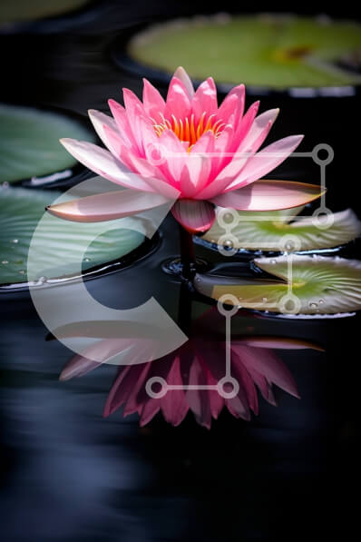 Σετ των 2 Intra Συλλεκτικό Ξύλινο Παζλ Plywood  4mm - Όμορφη εικόνα ενός λουλουδιού ροζ νούφαρου σε νερό με μαξιλαράκια κρίνου στο φόντο Σε Ξύλινο Κουτί - Διαστάσεις: 10x10 cm – 25 κομμάτια