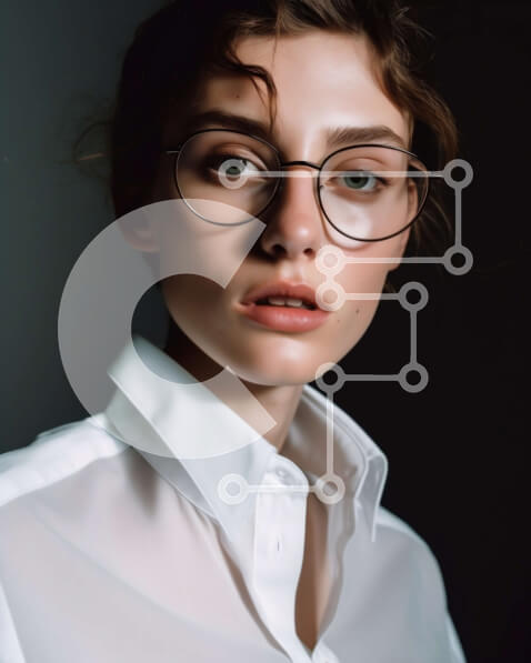 Intra Συλλεκτικό Ξύλινο Παζλ Plywood  4mm - Επαγγελματικό πορτρέτο γυναίκας με γυαλιά και λευκό πουκάμισο Σε Ξύλινο Κουτί - Διαστάσεις Puzzle: 10x10 cm – 25 κομμάτια