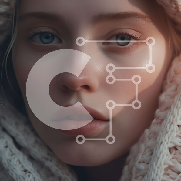 Σετ των 2 Intra Συλλεκτικό Ξύλινο Παζλ Plywood  4mm - Όμορφο πορτρέτο μιας νεαρής γυναίκας με πλεκτό φούτερ Σε Ξύλινο Κουτί - Διαστάσεις: 10x10 cm – 25 κομμάτια