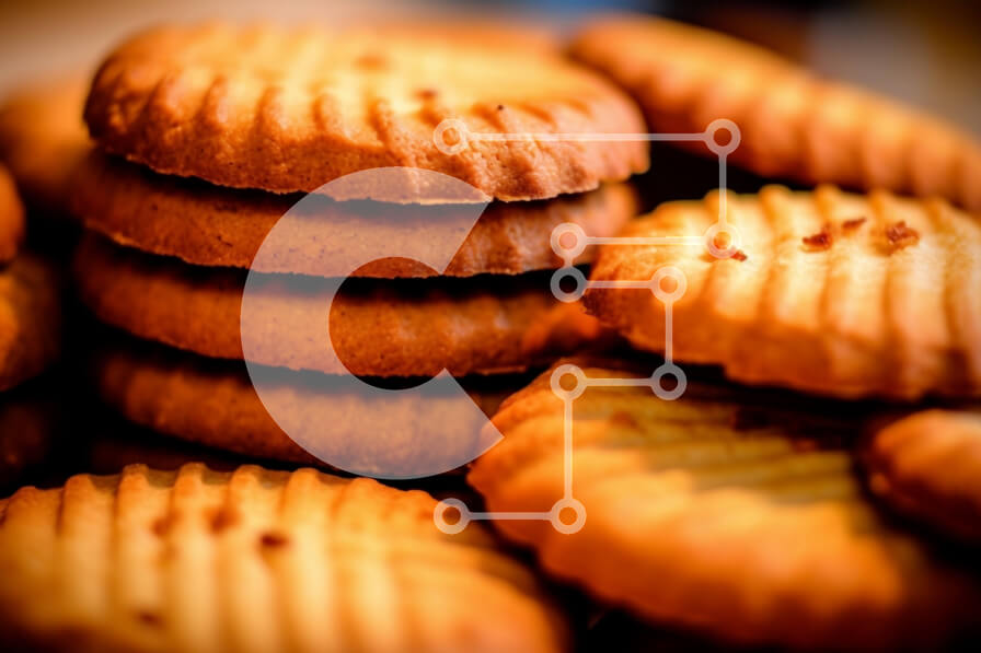 Σετ των 2 Intra Συλλεκτικό Ξύλινο Παζλ Plywood  4mm - Νόστιμη εικόνα ενός σωρού από μπισκότα σε ένα πιάτο Σε Ξύλινο Κουτί - Διαστάσεις: 10x10 cm – 25 κομμάτια