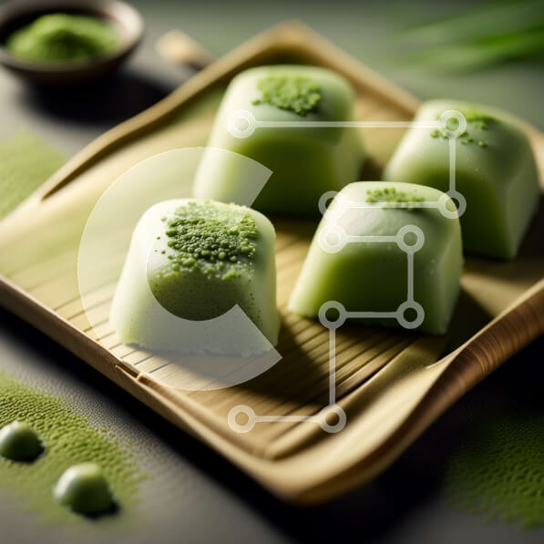 Σετ των 2 Intra Συλλεκτικό Ξύλινο Παζλ Plywood  4mm - Λαχταριστοί κύβοι σοκολάτας με γεύση Matcha σε δίσκο μπαμπού Σε Ξύλινο Κουτί - Διαστάσεις: 10x10 cm – 25 κομμάτια