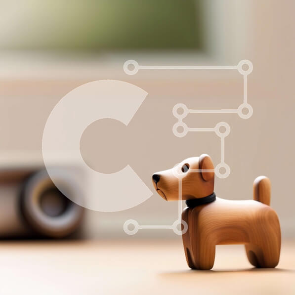 Intra Συλλεκτικό Ξύλινο Παζλ Plywood  4mm - Χαριτωμένο ξύλινο σκυλί παιχνιδιών με μαύρο κολάρο σε ξύλινο τραπέζι Σε Ξύλινο Κουτί - Διαστάσεις: 10x10 cm – 25 κομμάτια