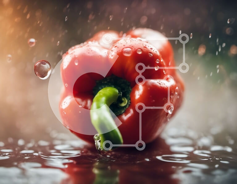 Σετ των 2 Intra Συλλεκτικό Ξύλινο Παζλ Plywood  4mm - Φρέσκια κόκκινη πιπεριά με σταγονίδια νερού Σε Ξύλινο Κουτί - Διαστάσεις: 10x10 cm – 25 κομμάτια