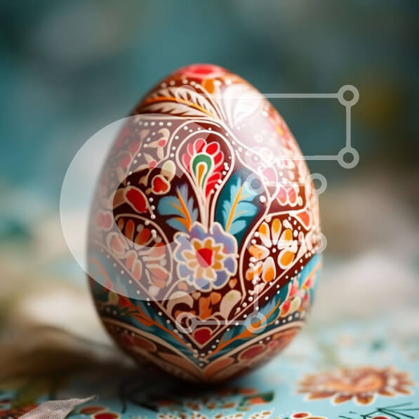 Intra Συλλεκτικό Ξύλινο Παζλ Plywood  4mm - Όμορφο floral πασχαλινό αυγό σε μπλε φόντο Σε Ξύλινο Κουτί - Διαστάσεις: 10x10 cm – 25 κομμάτια