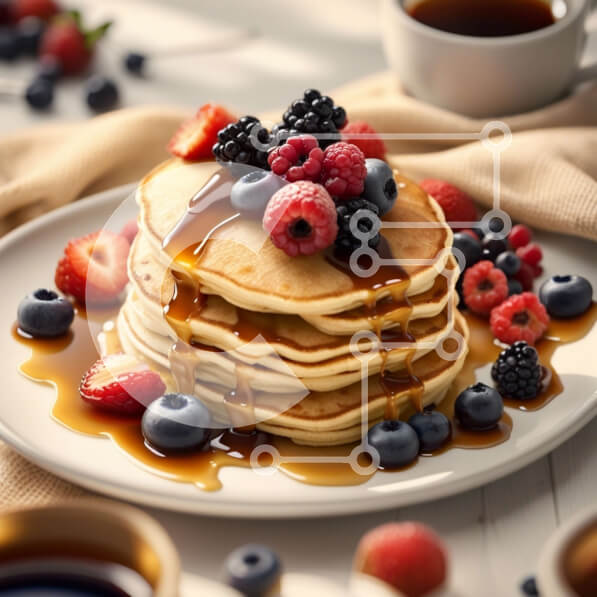 Σετ των 2 Intra Συλλεκτικό Ξύλινο Παζλ Plywood  4mm - Λαχταριστές τηγανίτες με σιρόπι και φρέσκα μούρα Σε Ξύλινο Κουτί - Διαστάσεις: 10x10 cm – 25 κομμάτια