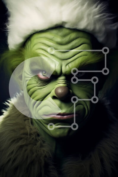 Intra Συλλεκτικό Ξύλινο Παζλ Plywood  4mm - Τρομακτικός Άγιος Βασίλης με πράσινο κοστούμι και καπέλο Σε Ξύλινο Κουτί - Διαστάσεις Puzzle: 10x10 cm – 25 κομμάτια