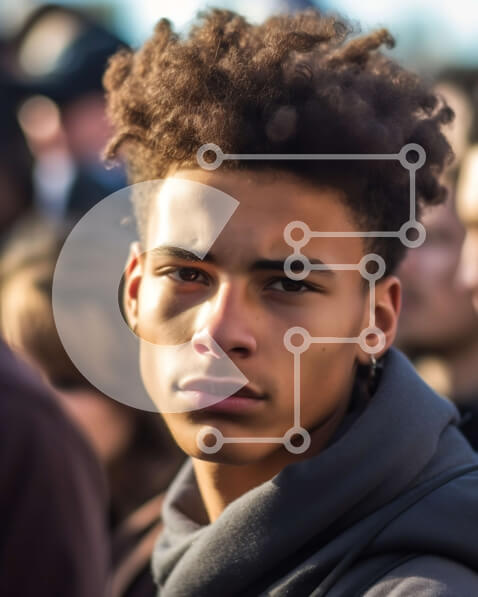 Intra Συλλεκτικό Ξύλινο Παζλ Plywood  4mm - Σοβαρός νεαρός άνδρας με άφρο μαλλιά με μαύρη κουκούλα Σε Ξύλινο Κουτί - Διαστάσεις Puzzle: 10x10 cm – 25 κομμάτια