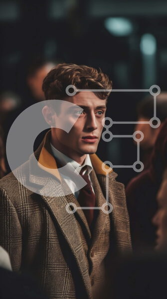 Intra Συλλεκτικό Ξύλινο Παζλ Plywood  4mm - Επιχειρηματίας στην πολυσύχναστη οδό κοιτάζοντας την απόσταση Σε Ξύλινο Κουτί - Διαστάσεις Puzzle: 10x10 cm – 25 κομμάτια