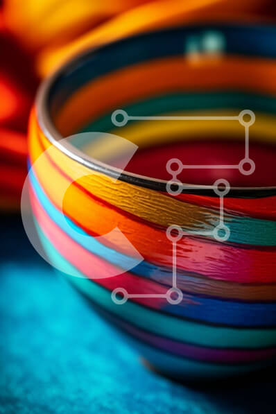 Σετ των 2 Intra Συλλεκτικό Ξύλινο Παζλ Plywood  4mm - Ζωντανό μπολ με τρόφιμα σε μπλε φόντο Σε Ξύλινο Κουτί - Διαστάσεις: 10x10 cm – 25 κομμάτια