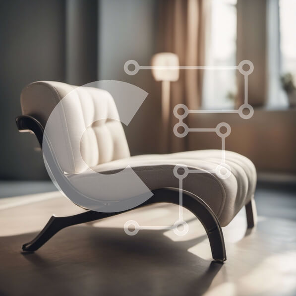 Intra Συλλεκτικό Ξύλινο Παζλ Plywood  4mm - Μοντέρνα λευκή δερμάτινη πολυθρόνα με ξύλινο σκελετό Σε Ξύλινο Κουτί - Διαστάσεις Puzzle: 10x10 cm – 25 κομμάτια