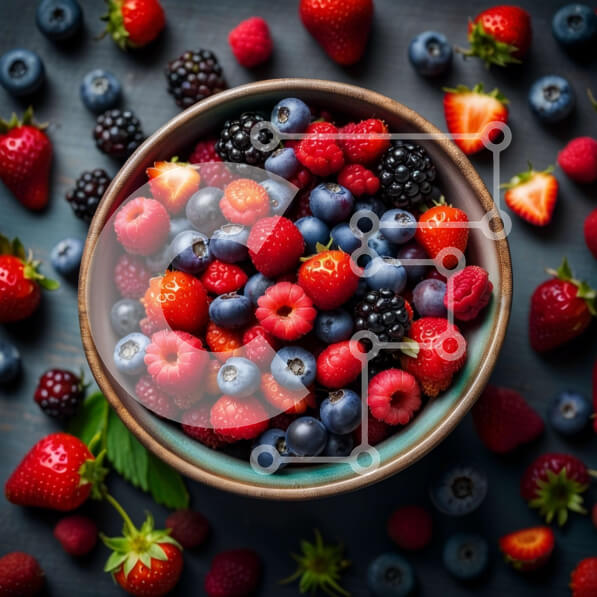 Σετ των 2 Intra Συλλεκτικό Ξύλινο Παζλ Plywood  4mm - Νόστιμο μπολ με φρέσκα μούρα - φράουλες, βατόμουρα και σμέουρα Σε Ξύλινο Κουτί - Διαστάσεις: 10x10 cm – 25 κομμάτια