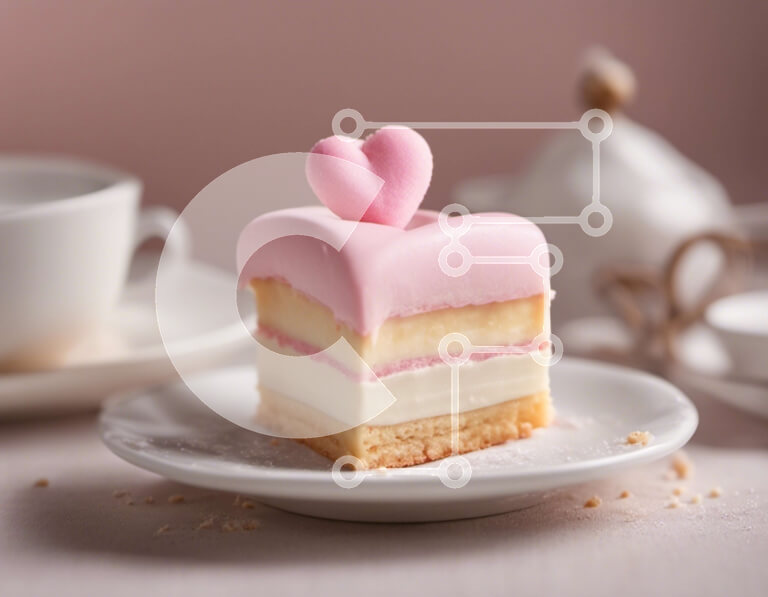 Σετ των 2 Intra Συλλεκτικό Ξύλινο Παζλ Plywood  4mm - Κέικ σε σχήμα καρδιάς με φλιτζάνια τσαγιού στο τραπέζι Σε Ξύλινο Κουτί - Διαστάσεις: 10x10 cm – 25 κομμάτια