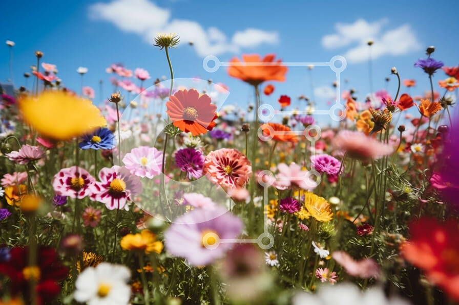 Intra Συλλεκτικό Ξύλινο Παζλ Plywood  4mm - Πανέμορφη εικόνα ενός χωραφιού με πολύχρωμα αγριολούλουδα μια ηλιόλουστη μέρα Σε Ξύλινο Κουτί - Διαστάσεις: 10x10 cm – 25 κομμάτια