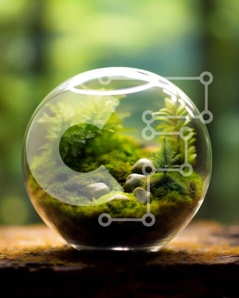 Σετ των 2 Intra Συλλεκτικό Ξύλινο Παζλ Plywood  4mm - Όμορφη εικόνα από γυάλινο τεράριουμ με βρύα και βράχους Σε Ξύλινο Κουτί - Διαστάσεις: 10x10 cm – 25 κομμάτια