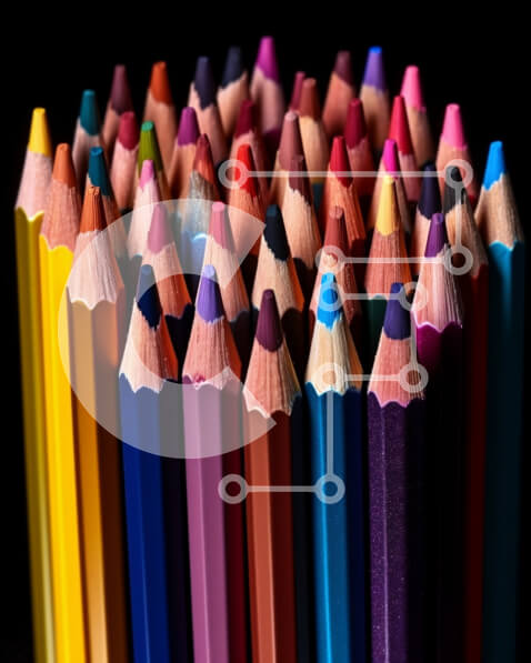 Intra Συλλεκτικό Ξύλινο Παζλ Plywood  4mm - Φωτεινά και πολύχρωμα μολύβια τοποθετημένα σε κύκλο Σε Ξύλινο Κουτί - Διαστάσεις: 10x10 cm – 25 κομμάτια