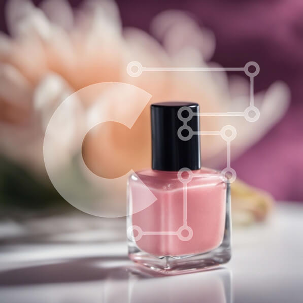 Σετ των 2 Intra Συλλεκτικό Ξύλινο Παζλ Plywood  4mm - Ροζ μπουκάλι βερνικιού νυχιών σε λευκή επιφάνεια με φόντο λουλούδι Σε Ξύλινο Κουτί - Διαστάσεις: 10x10 cm – 25 κομμάτια