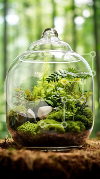 Σετ των 2 Intra Συλλεκτικό Ξύλινο Παζλ Plywood  4mm - Όμορφο Terrarium με μια λίμνη νερού και φυσικά στοιχεία Σε Ξύλινο Κουτί - Διαστάσεις: 10x10 cm – 25 κομμάτια