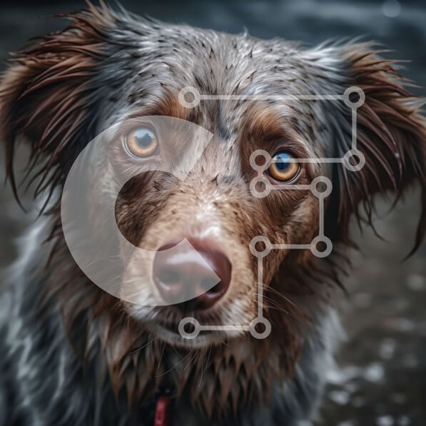 Intra Συλλεκτικό Ξύλινο Παζλ Plywood  4mm - Σοβαρό καφέ και λευκό σκυλί με υγρή γούνα - Φωτογραφία Αρχείου Σε Ξύλινο Κουτί - Διαστάσεις: 10x10 cm – 25 κομμάτια