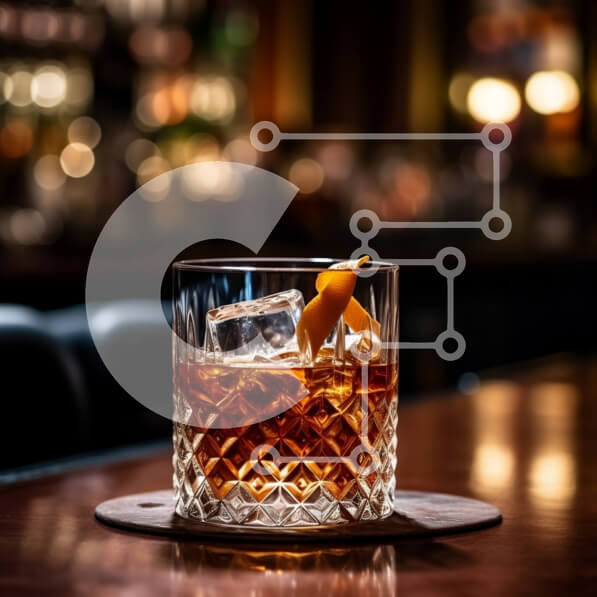 Σετ των 2 Intra Συλλεκτικό Ξύλινο Παζλ Plywood  4mm - Πορτοκαλί κοκτέιλ σε καθαρό γυαλί σε ξύλινη μπάρα Σε Ξύλινο Κουτί - Διαστάσεις: 10x10 cm – 25 κομμάτια