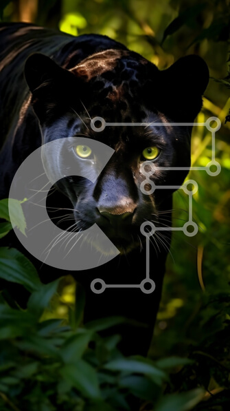 Σετ των 2 Intra Συλλεκτικό Ξύλινο Παζλ Plywood  4mm - Μυστηριώδης και απόκοσμη ασπρόμαυρη φωτογραφία του Πάνθηρα στη ζούγκλα Σε Ξύλινο Κουτί - Διαστάσεις: 10x10 cm – 25 κομμάτια