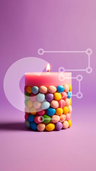 Intra Συλλεκτικό Ξύλινο Παζλ Plywood  4mm - Πολύχρωμο κερί σε όμορφο μοβ φόντο Σε Ξύλινο Κουτί - Διαστάσεις Puzzle: 10x10 cm – 25 κομμάτια