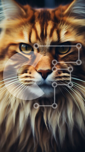 Σετ των 2 Intra Συλλεκτικό Ξύλινο Παζλ Plywood  4mm - Κοντινή εικόνα της χνουδωτής γάτας με πράσινα μάτια Σε Ξύλινο Κουτί - Διαστάσεις: 10x10 cm – 25 κομμάτια