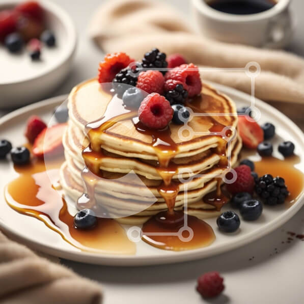 Σετ των 2 Intra Συλλεκτικό Ξύλινο Παζλ Plywood  4mm - Λαχταριστές τηγανίτες με σιρόπι και φρέσκα μούρα Σε Ξύλινο Κουτί - Διαστάσεις: 10x10 cm – 25 κομμάτια