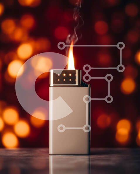 Intra Συλλεκτικό Ξύλινο Παζλ Plywood  4mm - Ασημί αναπτήρας με φλόγα στο επάνω μέρος Σε Ξύλινο Κουτί - Διαστάσεις: 10x10 cm – 25 κομμάτια